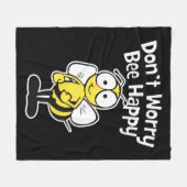Don't Worry Be Happy Bee | Bumble Bee Black Fleece Blanket (Front (Horizontal))