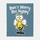 Don't Worry Be Happy Bee | Bumble Bee Blue Fleece Blanket (Front)
