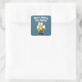 Don't Worry Be Happy Bee | Bumble Bee Blue Square Sticker (Bag)