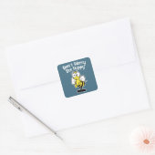 Don't Worry Be Happy Bee | Bumble Bee Blue Square Sticker (Envelope)