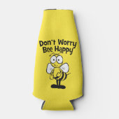 Don't Worry Be Happy Bee | Bumble Bee Bottle Cooler (Front)