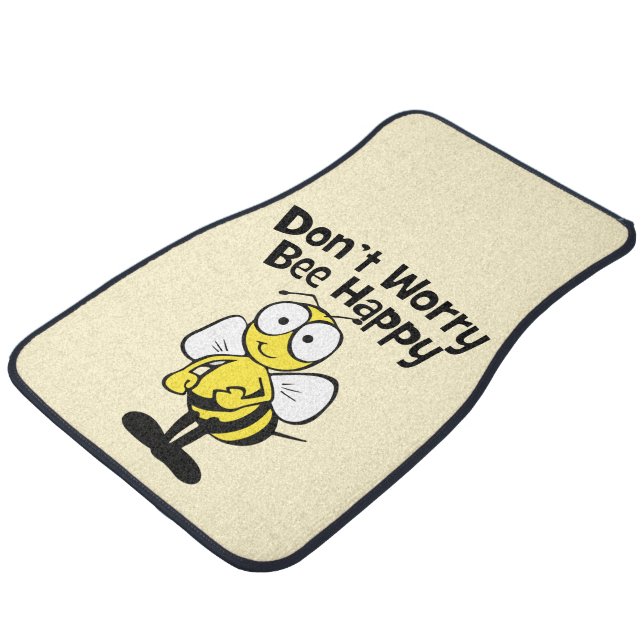 Don't Worry Be Happy Bee | Bumble Bee Car Floor Mat (Angled)