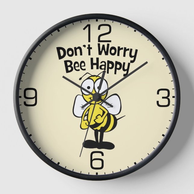 Don't Worry Be Happy Bee | Bumble Bee Clock (Front)