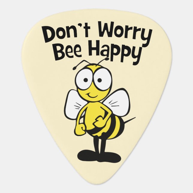 Don't Worry Be Happy Bee | Bumble Bee Guitar Pick (Front)