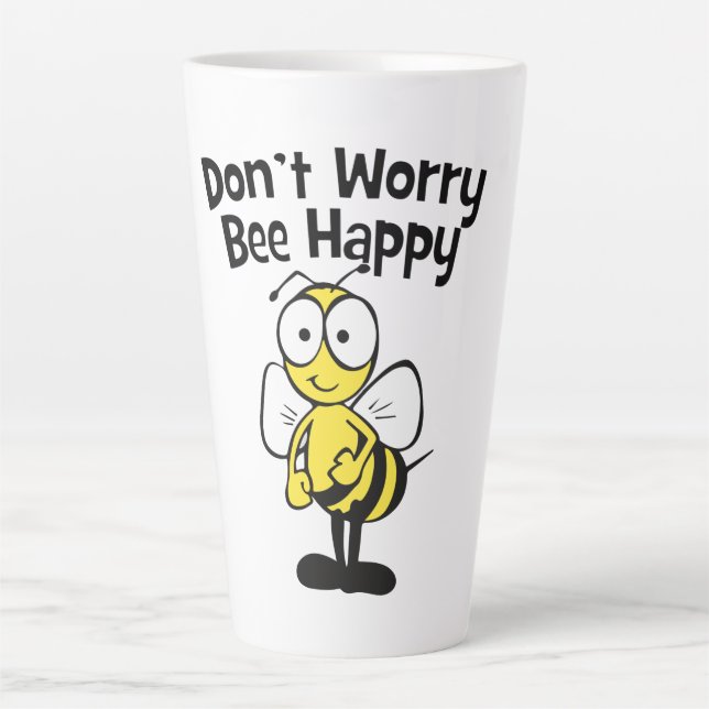 Don't Worry Be Happy Bee | Bumble Bee Latte Mug (Front)