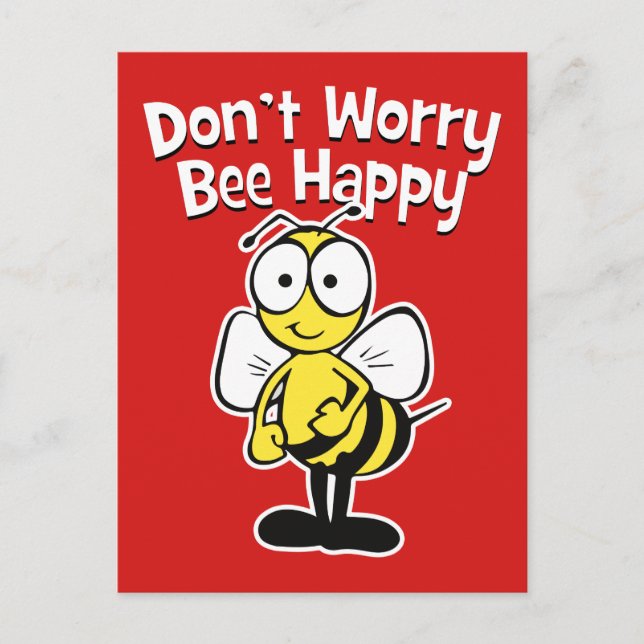 Don't Worry Be Happy Bee | Bumble Bee Red Postcard (Front)