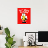Don't Worry Be Happy Bee | Bumble Bee Red Poster (Home Office)