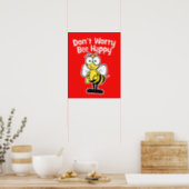 Don't Worry Be Happy Bee | Bumble Bee Red Poster (Kitchen)
