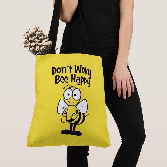 Don't Worry Be Happy Bee | Bumble Bee Tote Bag (Close Up)