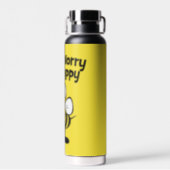 Don't Worry Be Happy Bee Bumble Bee Yellow Water Bottle (Back)