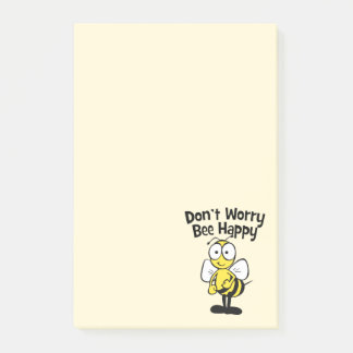 Don't Worry Be Happy Bee | Cute Bumble Bee Yellow Post-it Notes