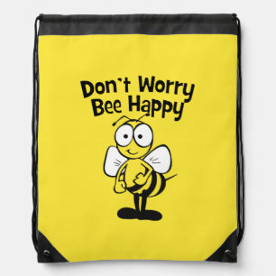 Don't Worry Be Happy Bumble Bee Drawstring Bag