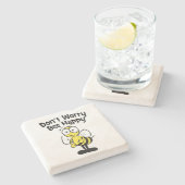 Don't Worry Be Happy Bumble Bee Stone Coaster (Side)