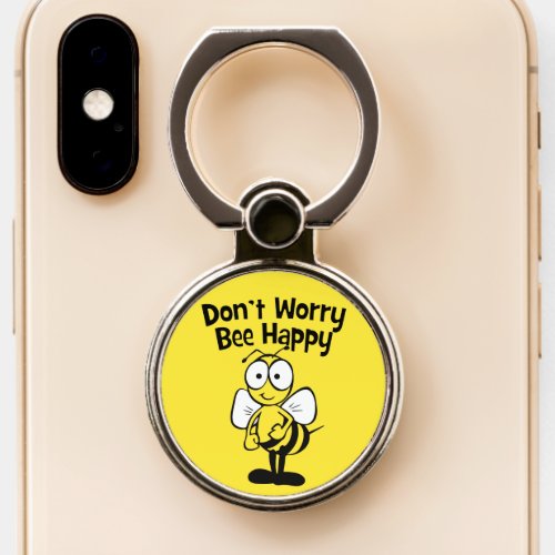 Dont Worry Be Happy Bumble Bee  Turquoise Phone Ring Stand