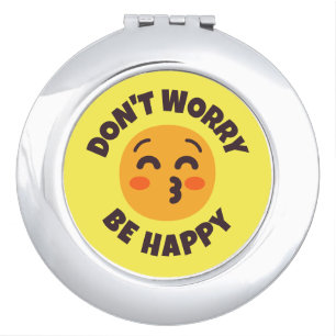 Don't Worry Be Happy Custom Text & Colors Emoji Compact Mirror