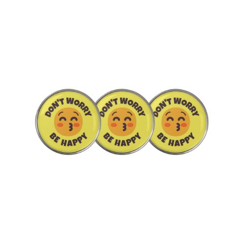 Dont Worry Be Happy Custom Text  Colors Emoji Golf Ball Marker