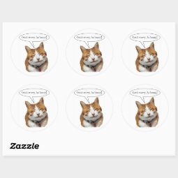 Don't Worry, Be Happy Smiling Cat sticker | Zazzle
