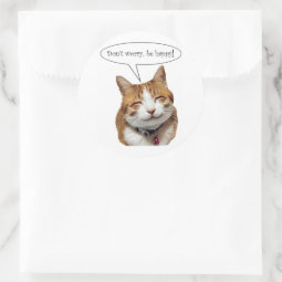 Don't Worry, Be Happy Smiling Cat sticker | Zazzle
