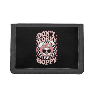Don't Worry Be Hoppy Easter Bunny Rabbit Trifold Wallet