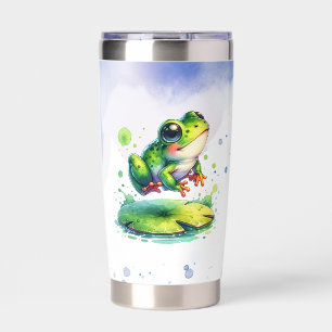 Don't Worry, Be Hoppy Funny Frog Pun Insulated Tumbler