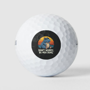 Don't Worry Be Moo Deng Baby Pygmy Hippo Retro Golf Balls