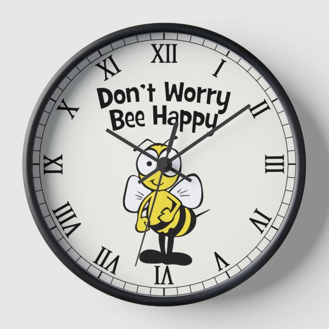 Don't Worry Bee Happy Cute Bumble Bee Clock (Front)