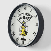 Don't Worry Bee Happy Cute Bumble Bee Clock (Angle)