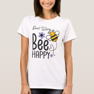 Don't Worry Bee Happy floral heart T-Shirt
