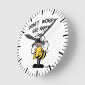 Don't Worry Bee Happy Round Clock (Angle)