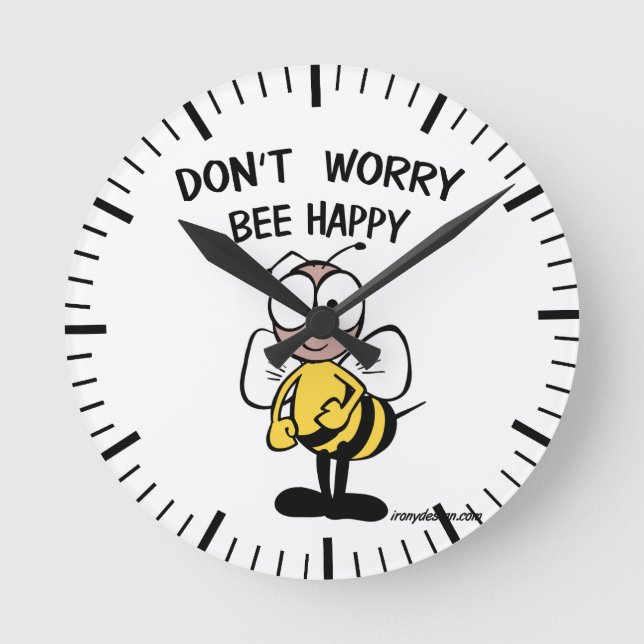 Don't Worry Bee Happy Round Clock (Front)