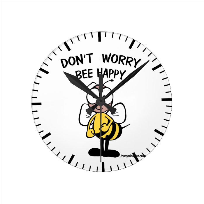 Don't Worry Bee Happy Round Wallclock