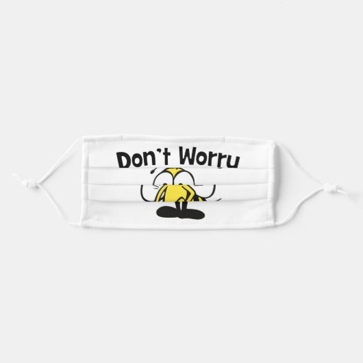 Don't Worry Bee Happy | White Adult Cloth Face Mask (Front, Folded)
