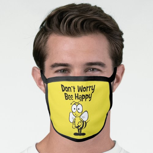 Dont Worry Bee Happy  Yellow Face Mask