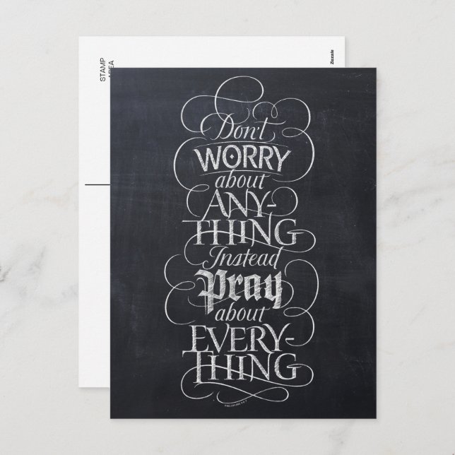 DON'T WORRY - Christian Calligraphy Chalk Holiday Postcard (Front/Back)