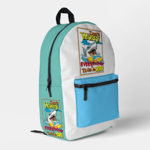 DON'T WORRY EVERYTHINK WILL BE OK! SHARK AND GIRL PRINTED BACKPACK