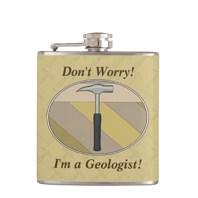 Don't Worry! I'm a Geologist! Logo Flask (Front)