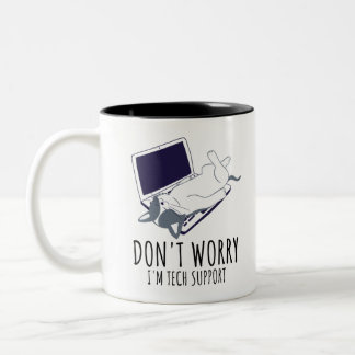 Don't Worry I'm With Tech Support Two-Tone Coffee Mug
