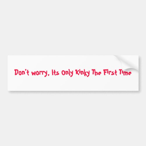 Dont worry Its Only Kinky The First Time Bumper Sticker