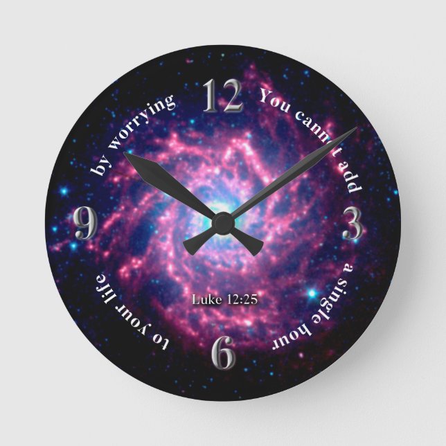 Don't Worry -  Luke 12:25 Round Clock (Front)