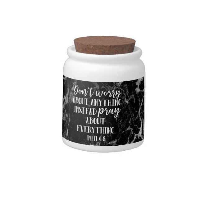 Dont Worry Pray Bible Verse Scripture Christian Candy Jar (Left)
