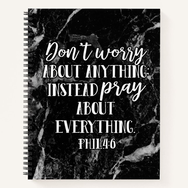 Dont Worry Pray Bible Verse Scripture Christian Notebook (Front)