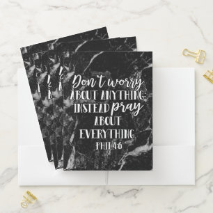 Dont Worry Pray Bible Verse Scripture Christian Pocket Folder