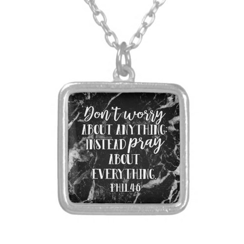 Dont Worry Pray Bible Verse Scripture Christian Silver Plated Necklace