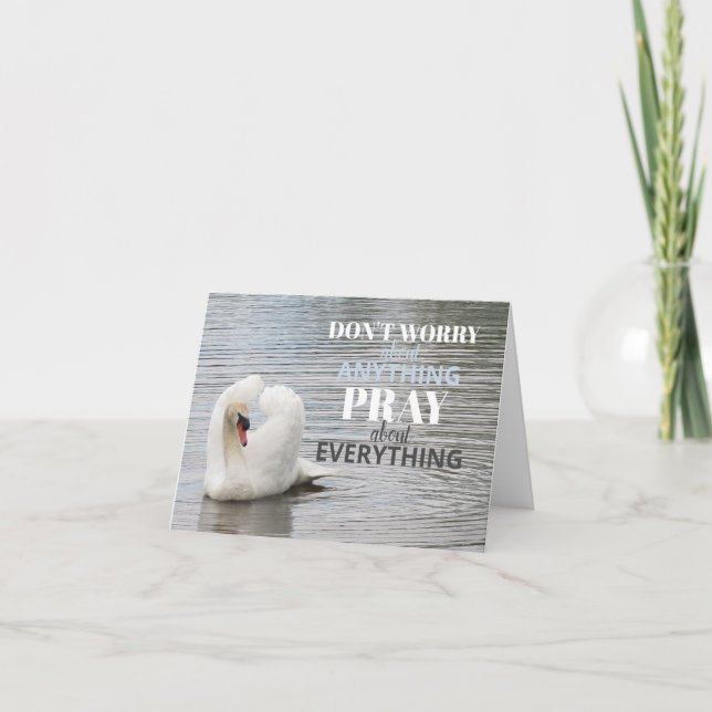 Don't Worry Pray Swan Photo Thank You Card (Front)