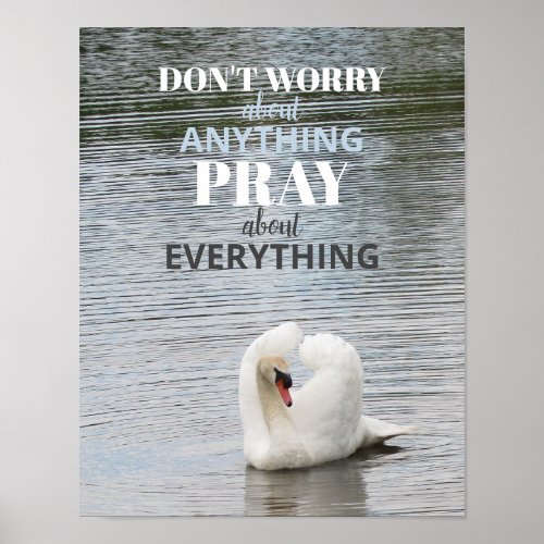 Dont Worry Pray Swan Photograph Poster