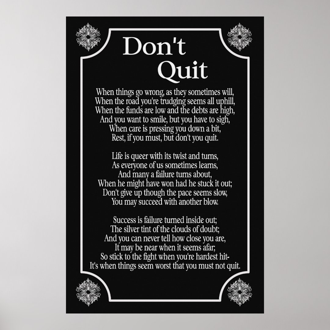 Don't You Quit -- Art Poster | Zazzle