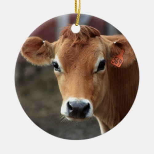 Dont you think Im Pretty Jersey Cow Ceramic Ornament