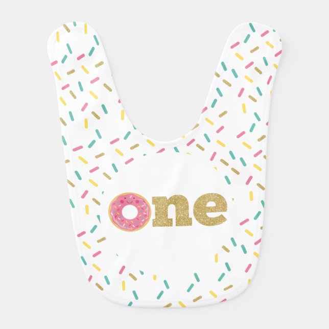 Donut 1st Birthday Baby Bib (Front)