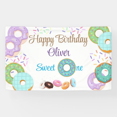Donut 1st birthday boy  banner