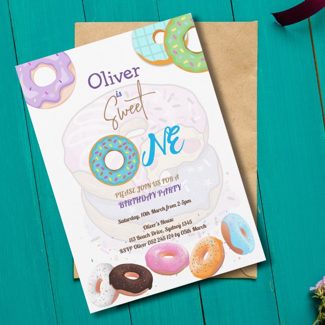 Donut 1st birthday boy  invitation (Creator Uploaded)